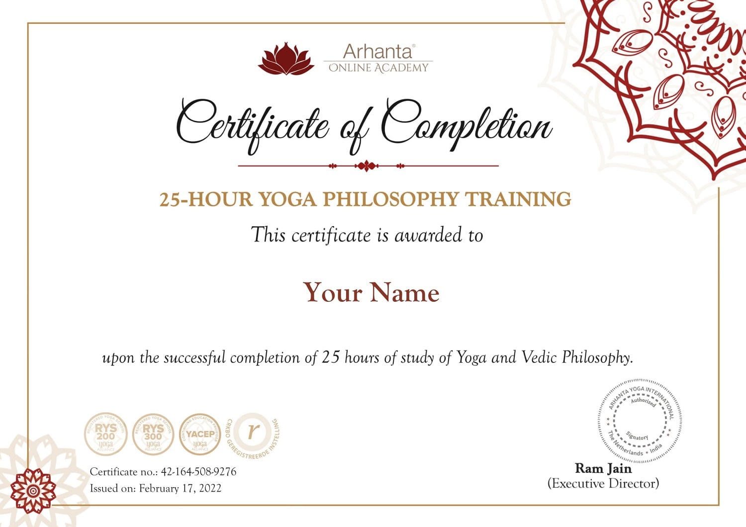 25 horas de formación en filosofía del yoga